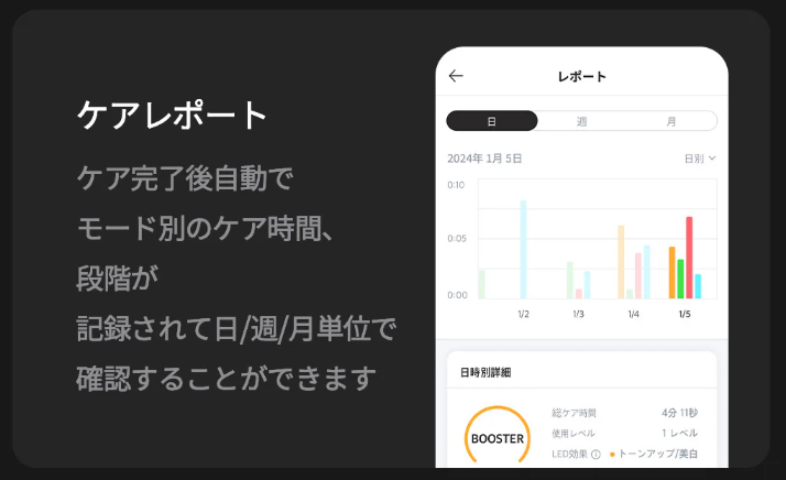 ブースタープロ　アプリでレポート記録